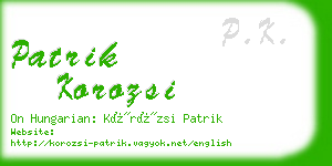 patrik korozsi business card